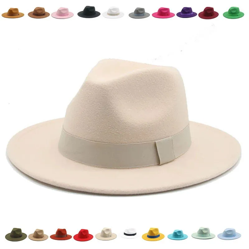 Fedora Hat Wool - 페도라 모자 여성용 겨울 모자 리본