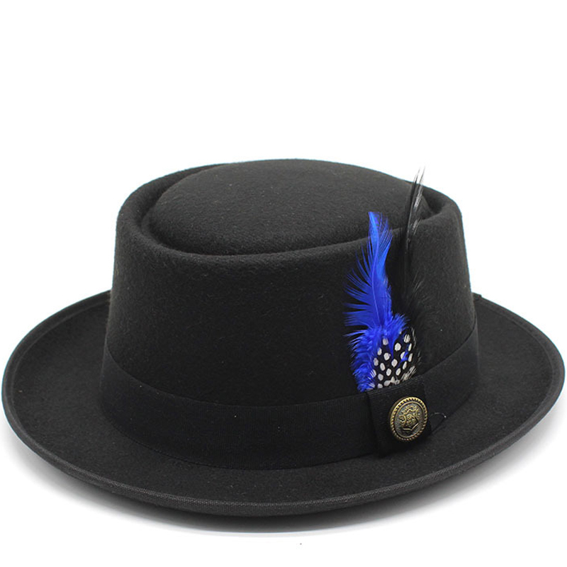 Fedora Hat Wool - 남성용 빈티지 돼지 고기 파이 모자,