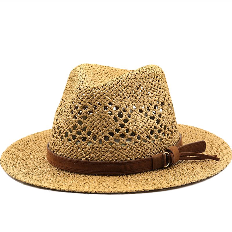 Cowboy Hat Straw - 중공 남자 라피아 밀짚 모자 밀짚