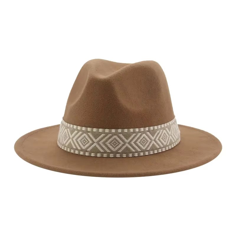 Fedora Hat Wool - 파나마 모자 여성용 서부 카우보이 모자