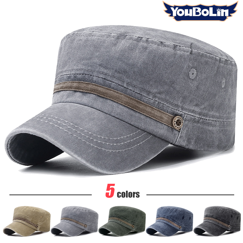 Dad Hat Cotton - 세탁된 모자, 오래된 면 플랫 모자,