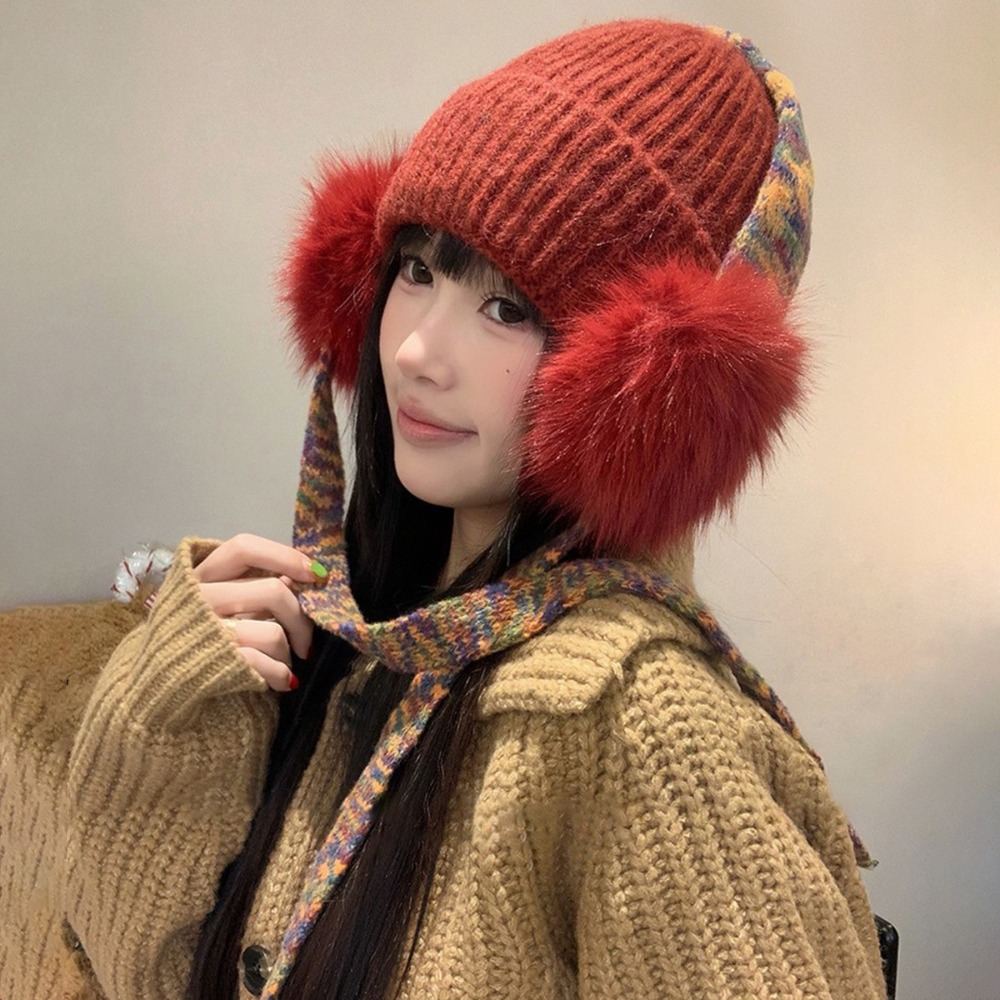 Beanie Cuffed Knit - 레트로 니트 귀덮개 비니, 커프스형 따뜻한