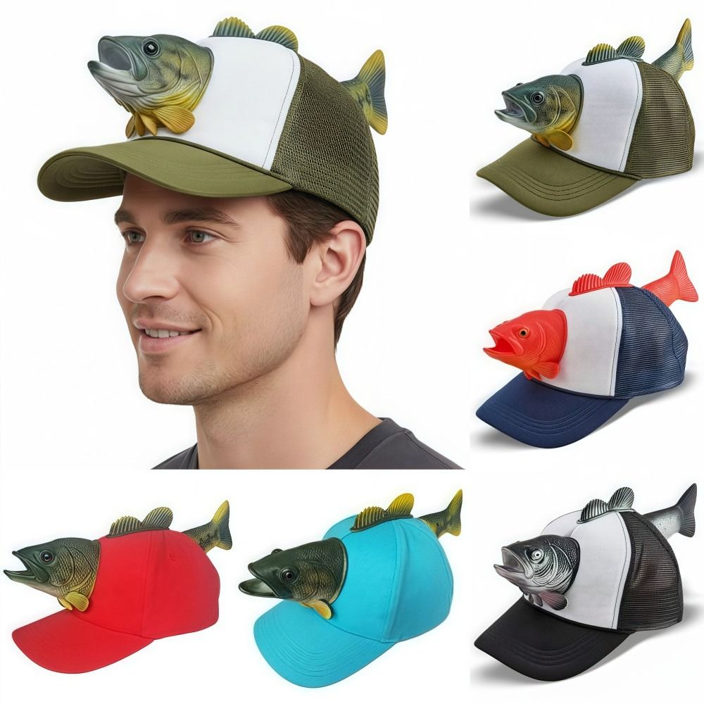 Trucker Cap Mesh - 재미있는 3D 물고기 동물 트러커 모자,