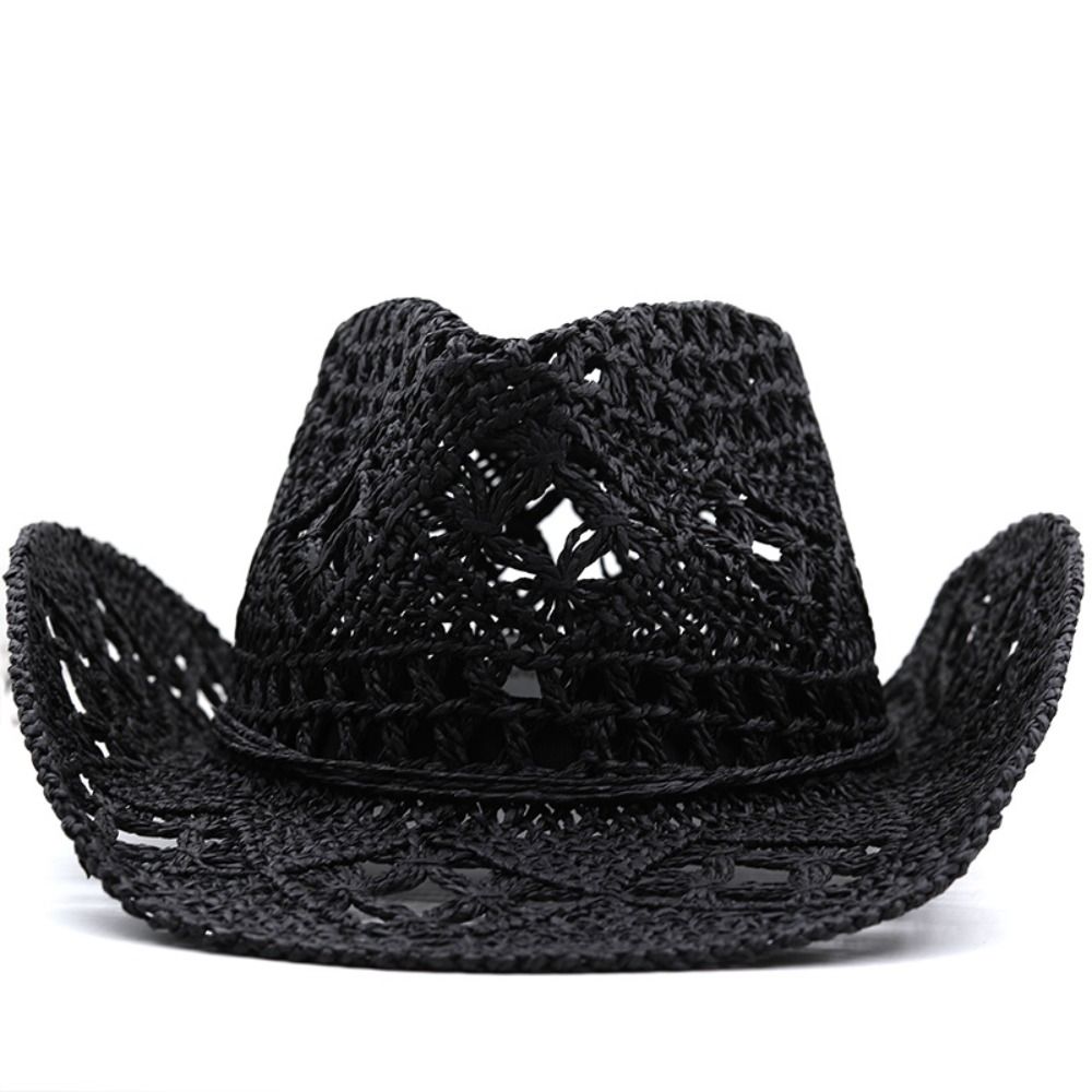 Cowboy Hat Straw - 빈티지 와이드 브림 속이 빈 밀짚모자