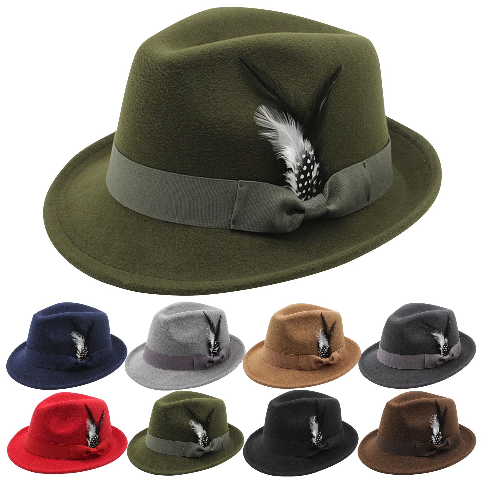 Fedora Hat Wool - 빈티지 페도라 모자 여성 남성 탑