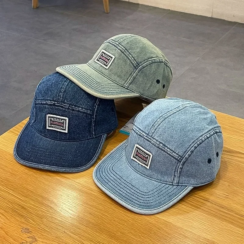 Corduroy Cap 5 Panel - 빈티지 플랫 브림 데님 야구 모자