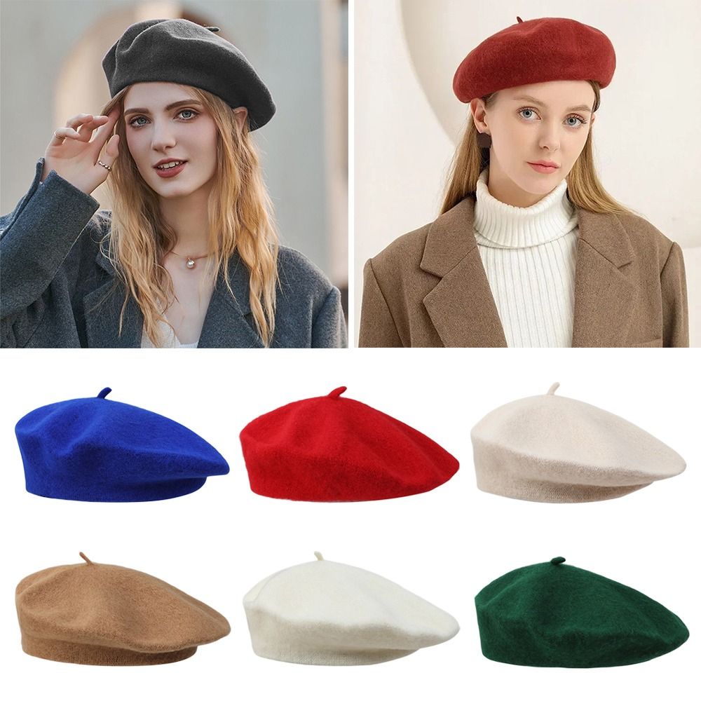 Beret French Wool - 패션 따뜻한 겨울 울 베레모 레트로