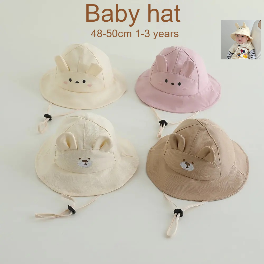 Bucket Hat Cotton - 아기 여자아이 햇빛 가리개 모자 48-50cm