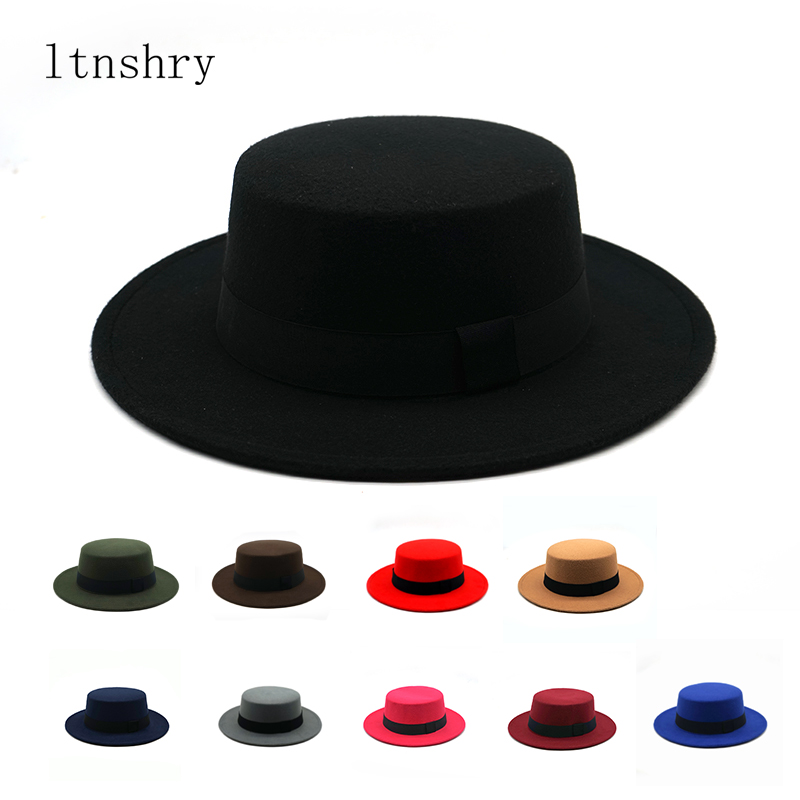 Fedora Hat Wool - 겨울 가을 모조 모직 여성 남성