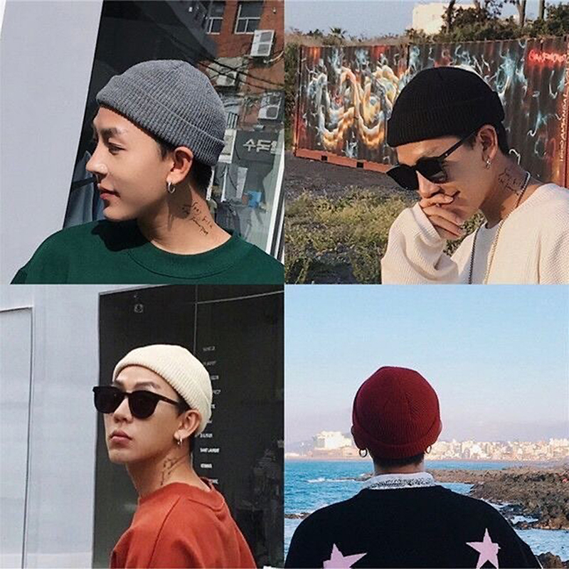 Beanie Cuffed Knit - 겨울용 따뜻한 유니섹스 울 비니 모자,