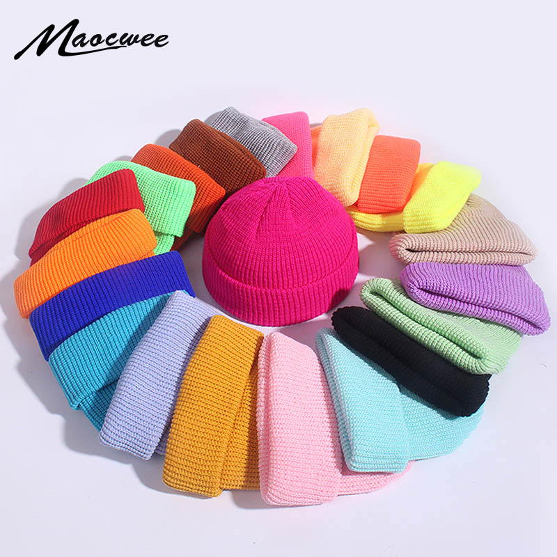 Beanie Cuffed Knit - 유니섹스 겨울 어린이 골지 니트 커프스