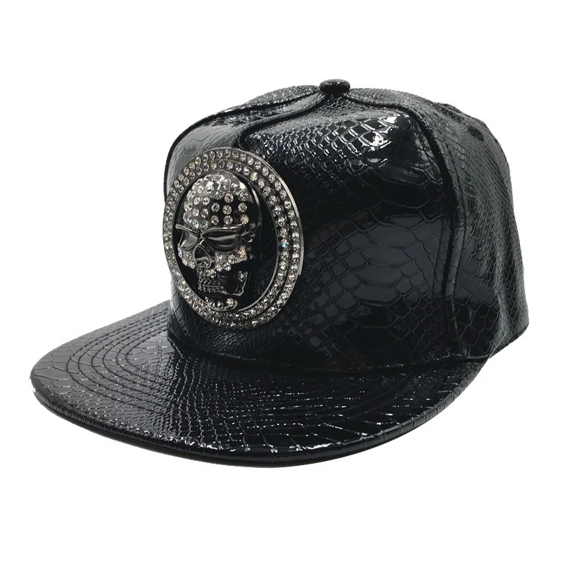 Snapback Hat Flat - Oohmy 브랜드 남녀공용 PU 가죽 조절식