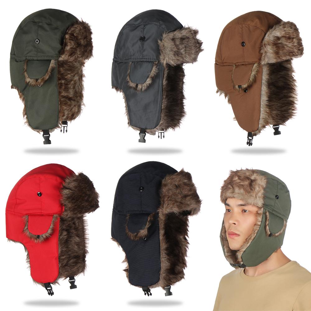 Winter Trapper Hat - 남녀 공용 퍼 트래퍼 스키 모자