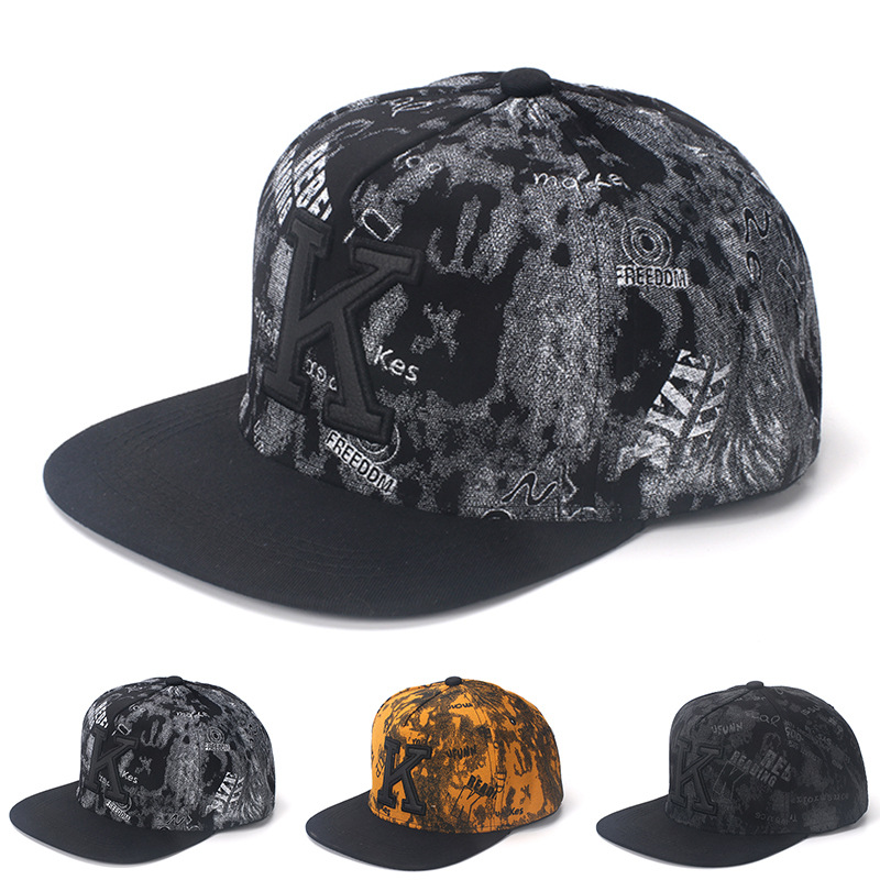 Snapback Hat Flat - 남성용 K 레터 힙합 야구 모자,