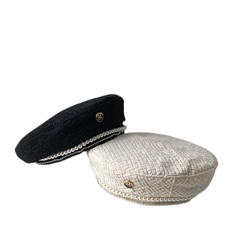 W102 겨울 베레모, 체인, 진주, 햅번 스타일 모자 - Beret French Wool 리뷰 및 가격