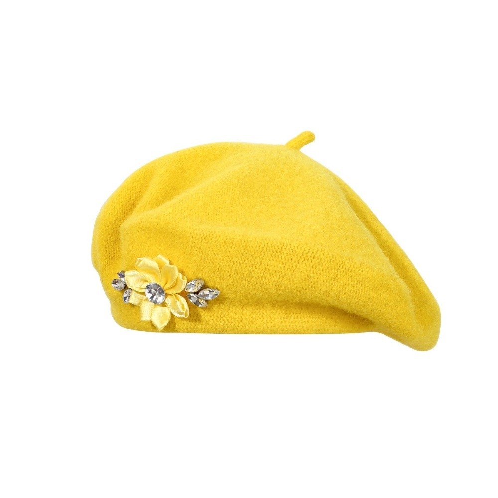 우아한 솔리드 컬러 울 베레모 꽃무늬 라인스톤 부드러운 - Beret French Wool 리뷰 및 가격