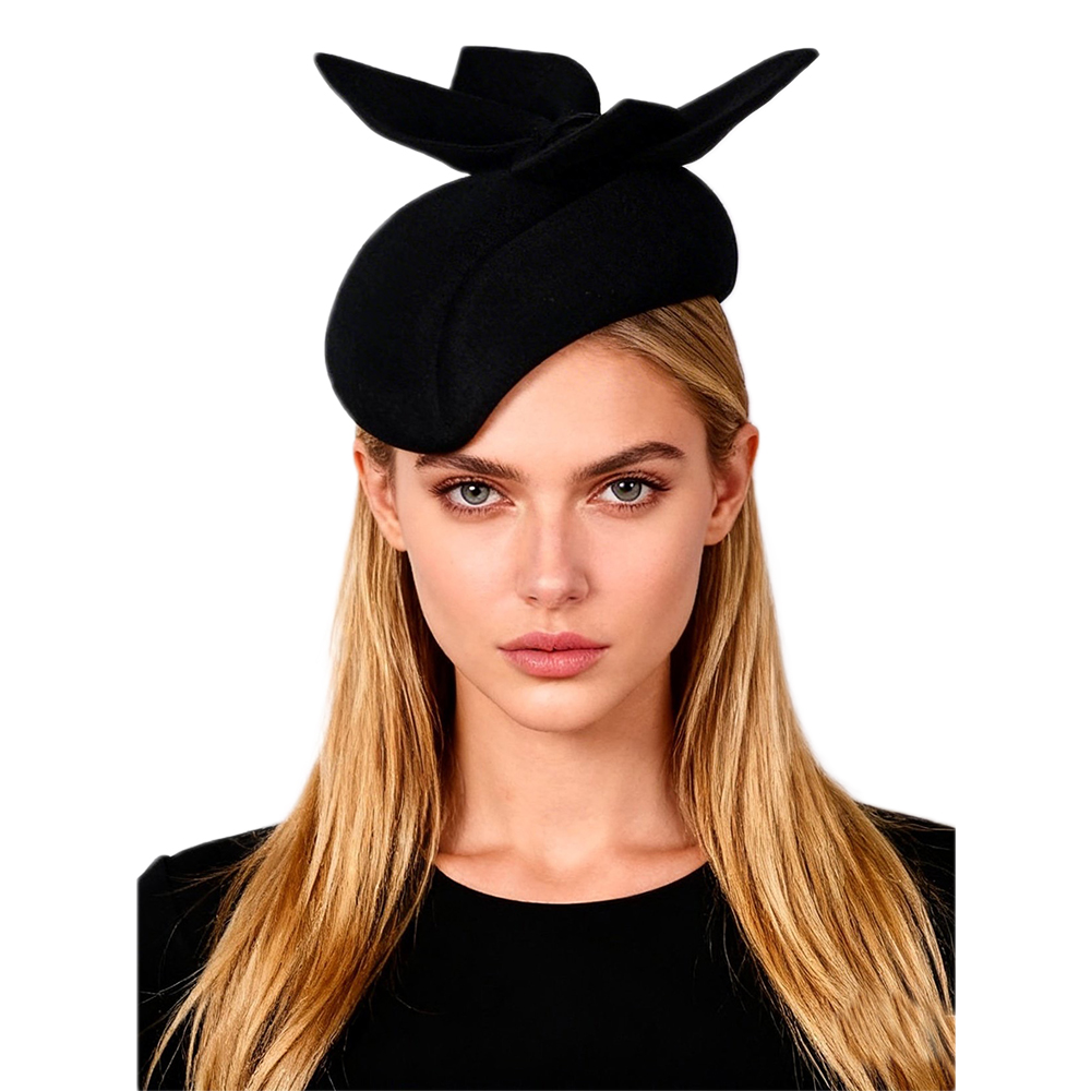 FS 블랙 화이트 울 프렌치 베레모 리본 장식 교회 모 - Beret French Wool 리뷰 및 가격