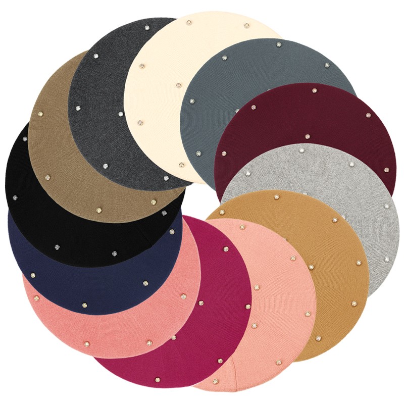 여성용 컬러 라인스톤 베레모 패션 가을 겨울 신상 울  - Beret French Wool 리뷰 및 가격