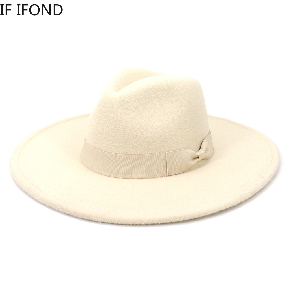큰 와이드 브림 여성 모자 2021 겨울 가을 숙녀 우 - Fedora Hat Wool 리뷰 및 가격