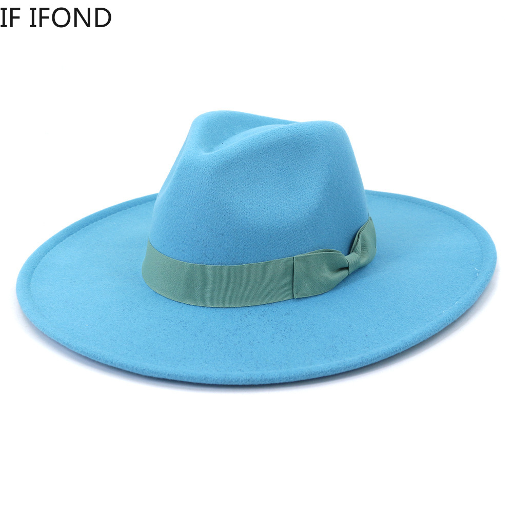 큰 와이드 브림 여성 모자 2021 겨울 가을 숙녀 우 - Fedora Hat Wool 리뷰 및 가격