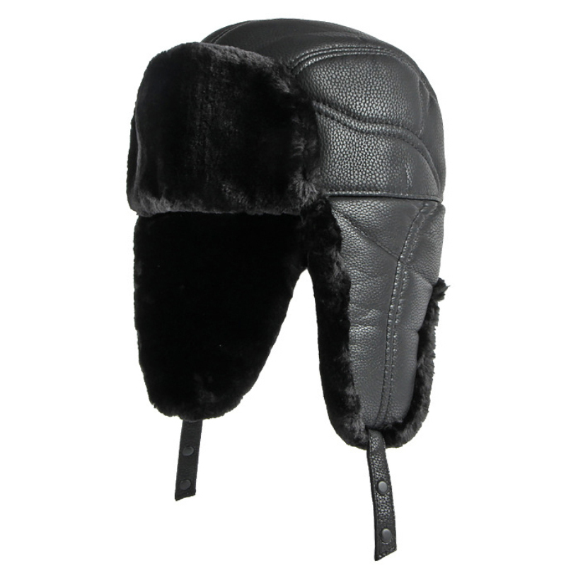 남성용 PU 가죽 러시아 모자, 두꺼운 방풍 겨울 모자 - Trapper Hat Ear Flap 리뷰 및 가격