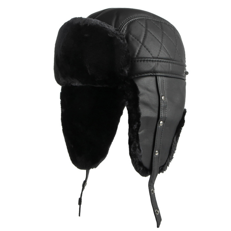 남성용 PU 가죽 러시아 모자, 두꺼운 방풍 겨울 모자 - Trapper Hat Ear Flap 리뷰 및 가격