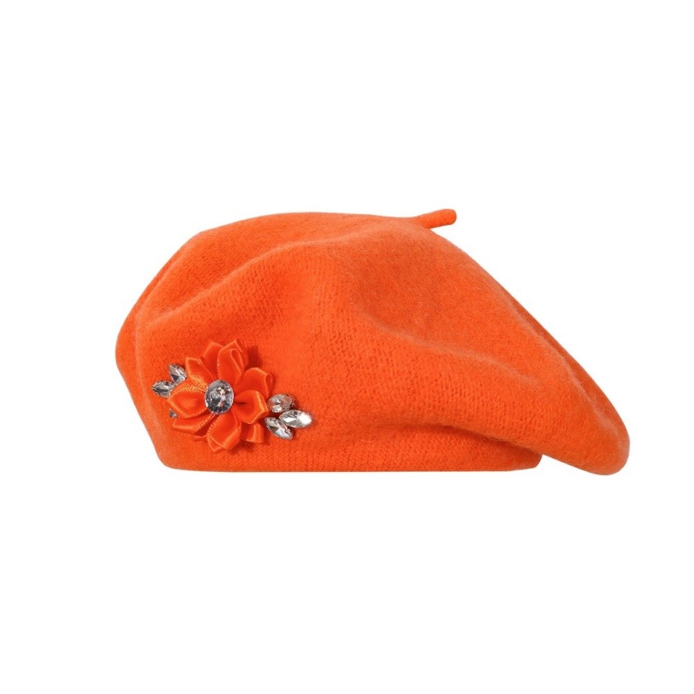 패션 솔리드 컬러 울 베레모 꽃무늬 라인스톤 크리스탈  - Beret French Wool 리뷰 및 가격