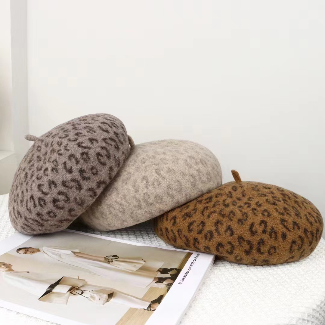 새로운 레오파드 프린트 가을 겨울 프랑스 베레모 여성용 - Beret French Wool 리뷰 및 가격