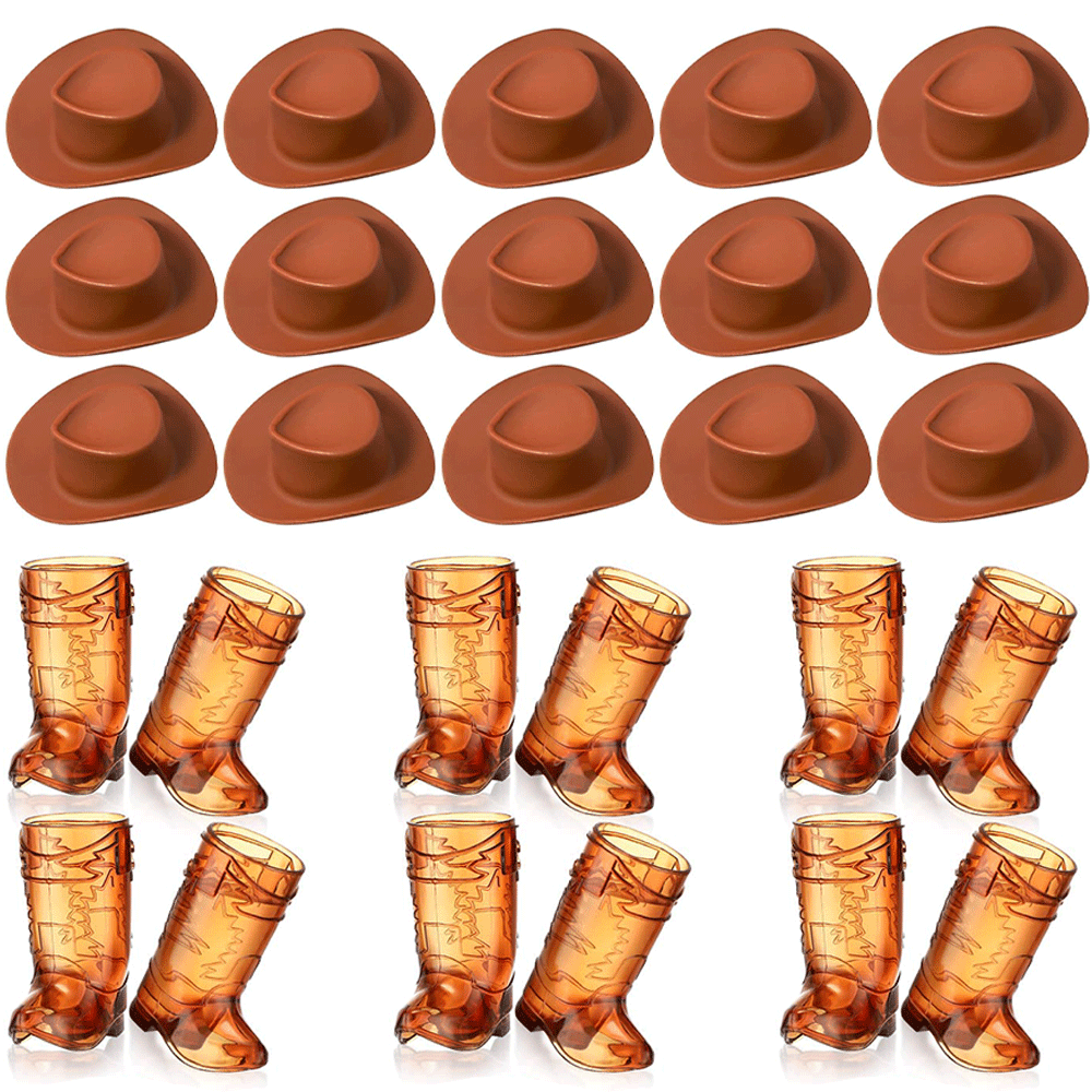 27Pcs 미니 플라스틱 카우보이 부팅 안경 카우보이  - Cowboy Hat Straw 리뷰 및 가격