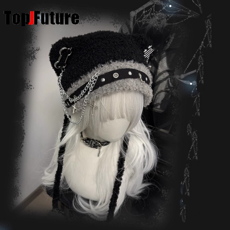 여성 일본 하라주쿠 Y2K 소녀 모자 고딕 겨울 따뜻한 - Winter Trapper Hat 리뷰 및 가격