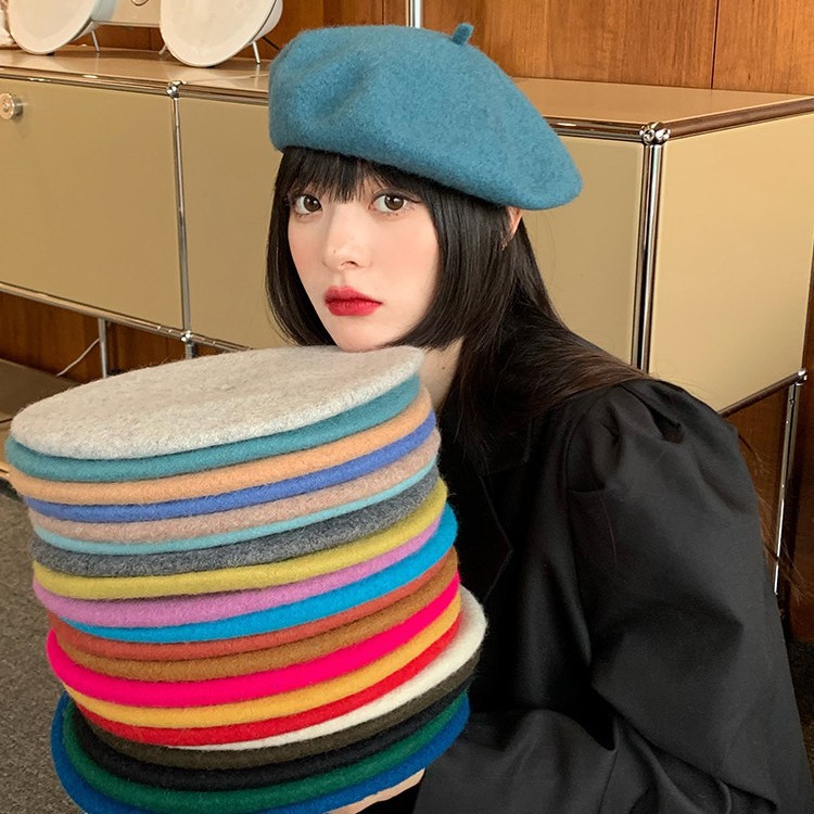 가을 클래식 프랑스산 울 베레모 여성용 빈티지 단색 부 - Beret French Wool 리뷰 및 가격