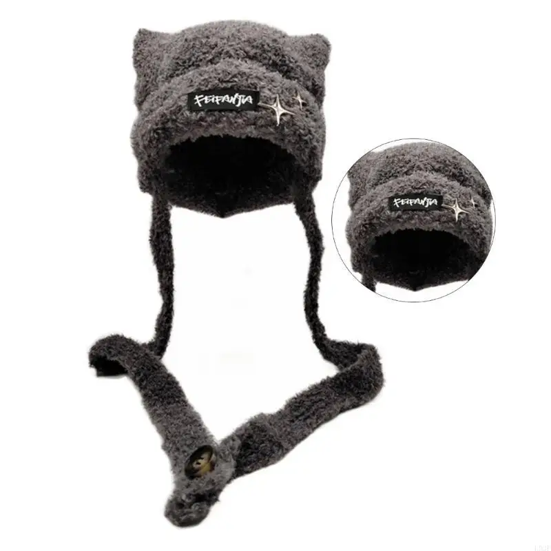 L93F 여성용 수제 니트 이어 트래퍼 모자 손으로 짠 - Winter Trapper Hat 리뷰 및 가격