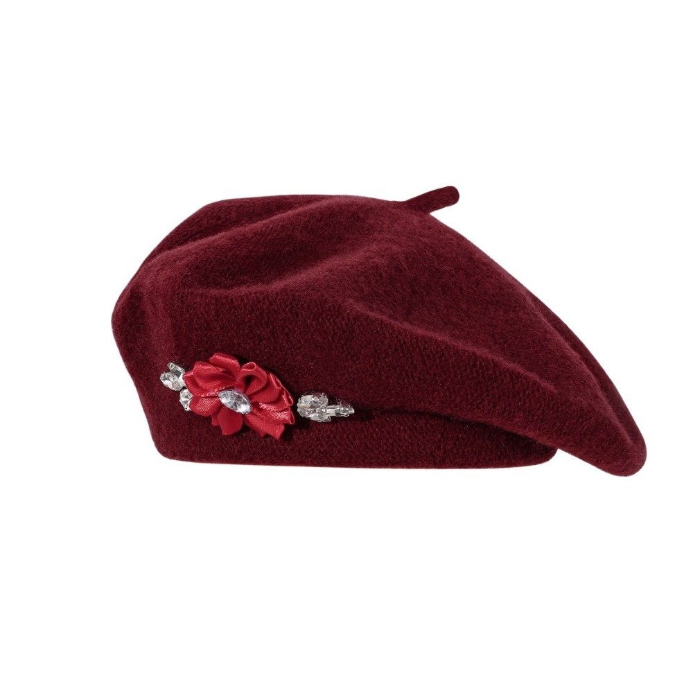 달콤한 단색 울 베레모 크리스탈 장식 부드러운 프랑스  - Beret French Wool 리뷰 및 가격