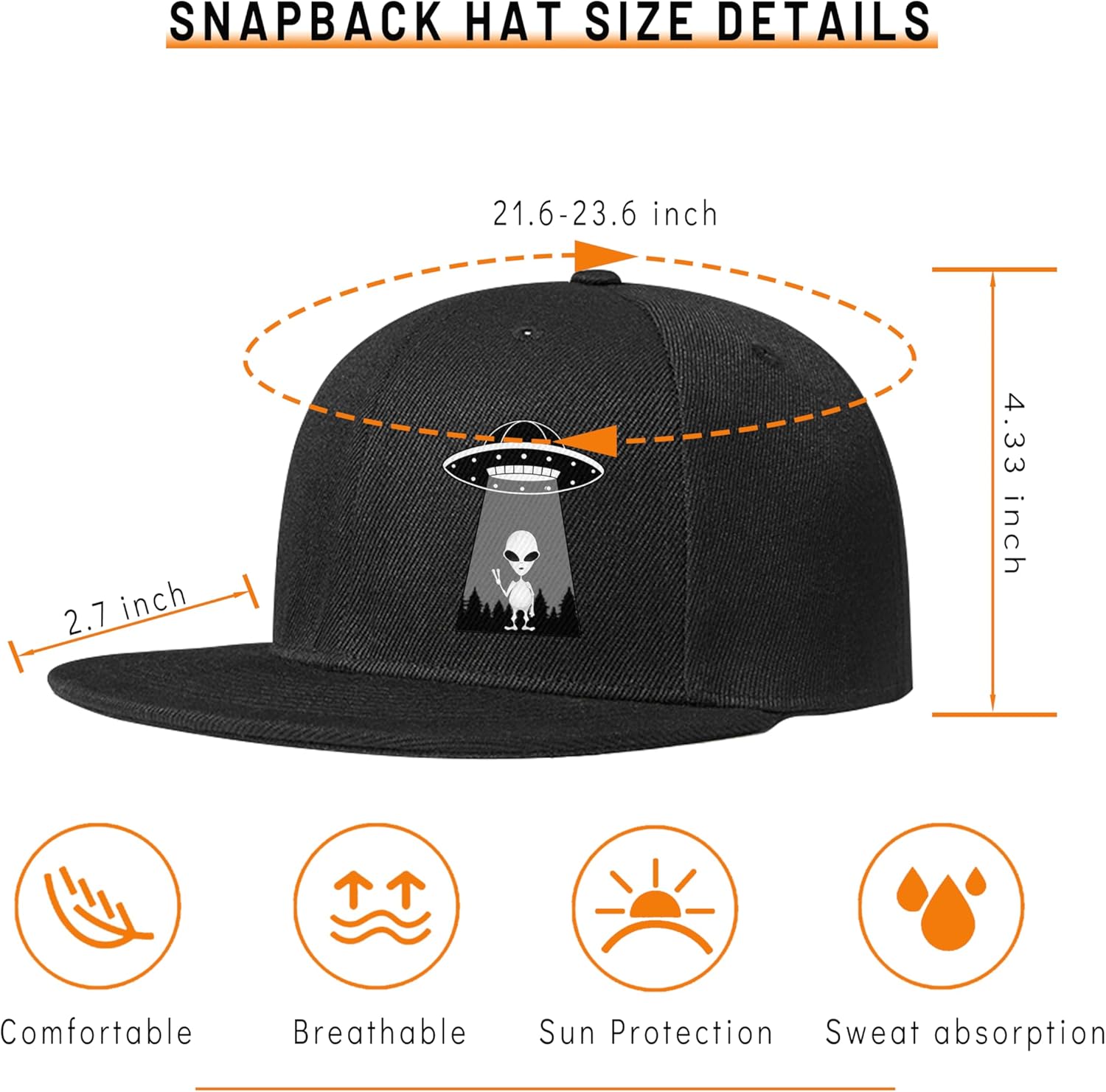 Ufo Aliens 남성용 스냅백 모자 플랫 빌 모자  - Snapback Hat Flat 리뷰 및 가격