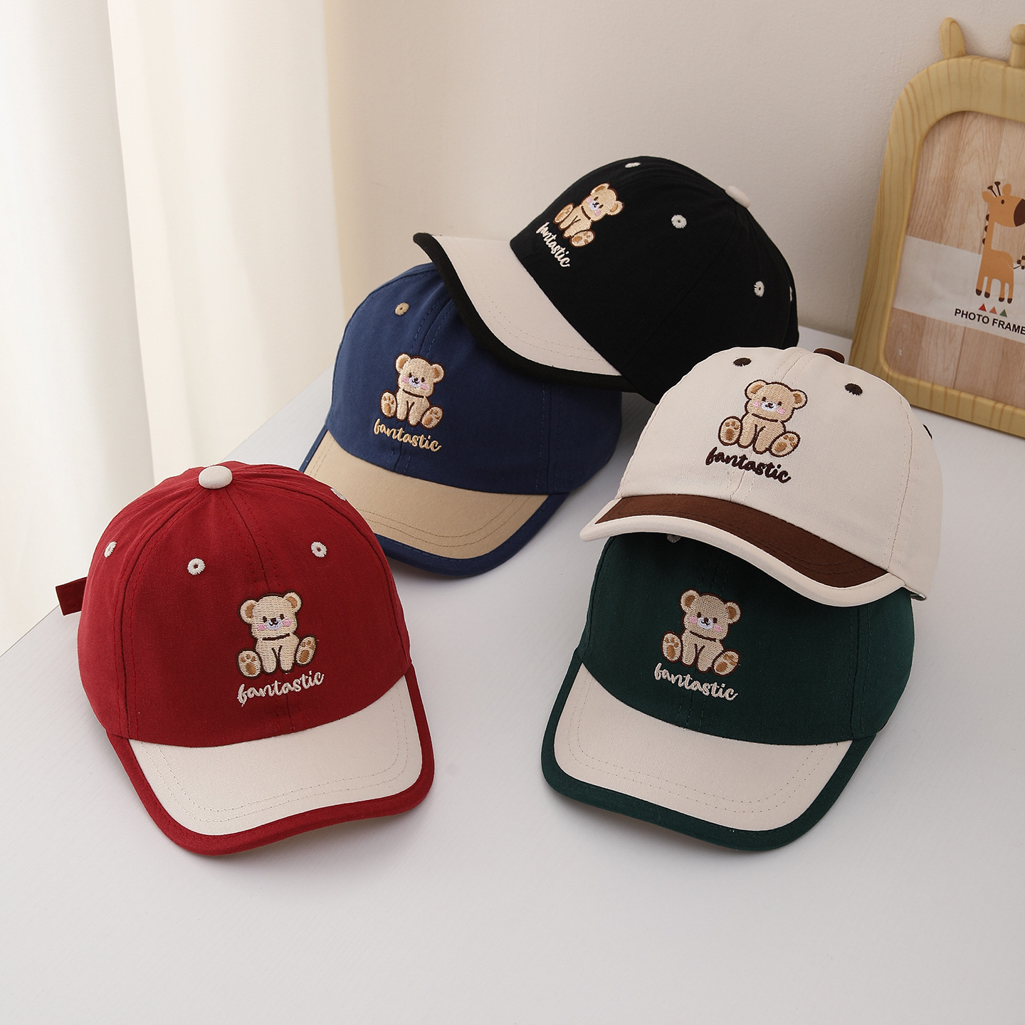 어린이 야구 모자 52cm 어린이 만화 곰 패치 모자  - Visor Sun Hat 리뷰 및 가격
