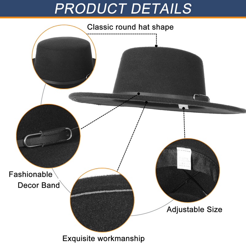 우아한 와이드 브림 페도라 모자 여성 남성용 플랫 탑  - Fedora Hat Wool 리뷰 및 가격