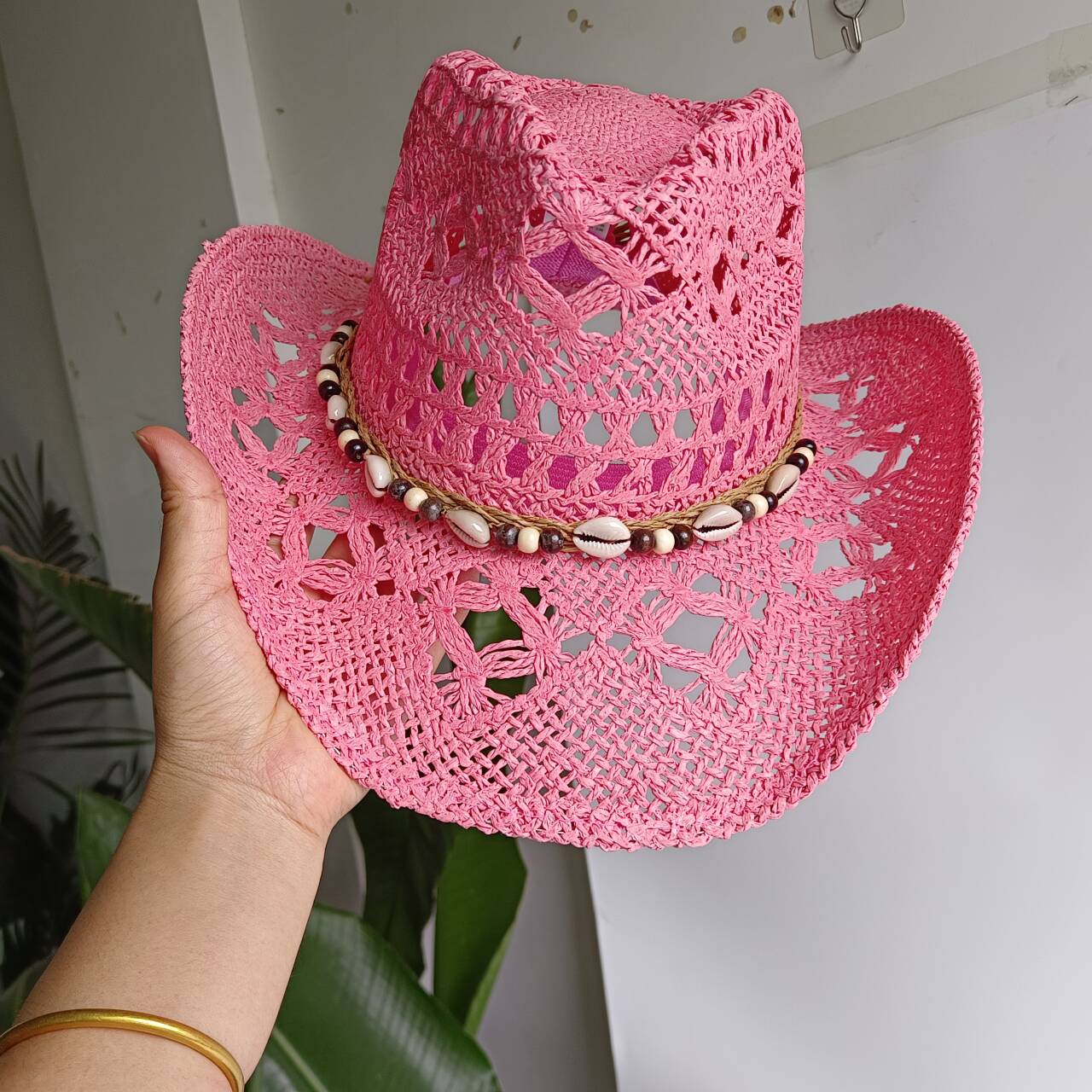 핑크 카우보이 밀짚모자 속이 빈 수제 카우보이 밀짚모자 - Cowboy Hat Straw 리뷰 및 가격